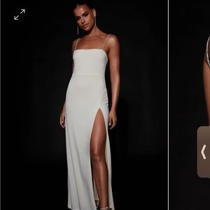 Cream, never worn, Meshki Maxi Dress with high leg slit